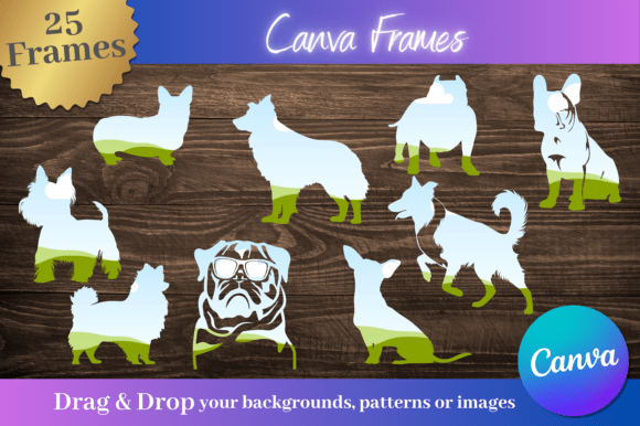 25 Dog Silhouette Canva Frames for Creative Projects