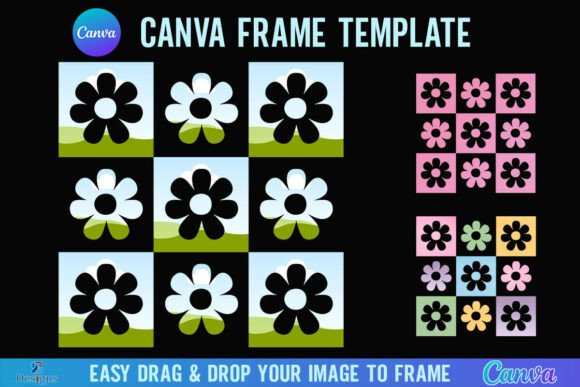 Daisy Checkered Flower Canva Frame: A Fresh Flora Asset