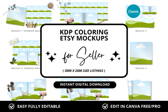 KDP Coloring Etsy Canva Mockup: Streamline Your Listings