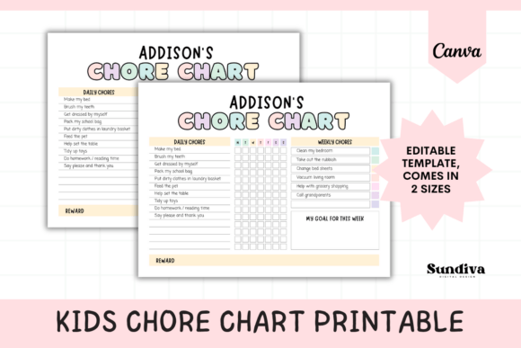 Make Chores Fun and Easy with This Editable Kids Chore Chart Canva Template